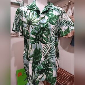 Nitagut Tropical palm leaf , button down , short sleeve shirt , MEDIUM , NWT